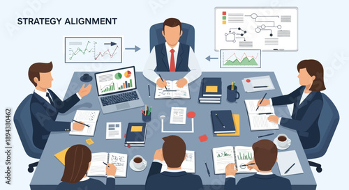 Business Team Discussing Strategy Alignment.