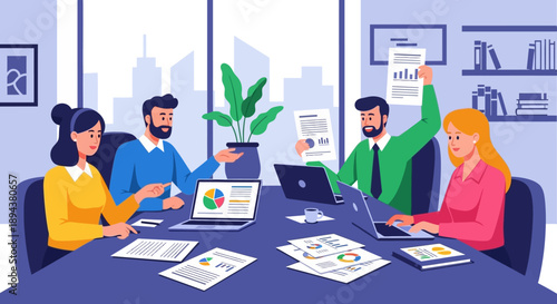 Team Meeting Business Professionals Office.