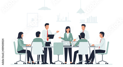 Business Meeting with Colleagues Discussing.