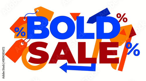 Promotional Discounts on Tags and Banners in a Vibrant Graphic Design