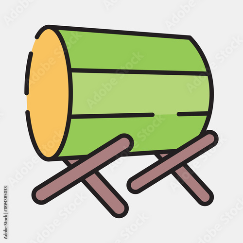 Icon drum. Ramadan kareem elements. Icon in filled line style.