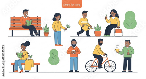 People engaging in eco friendly activities with plants and recycling