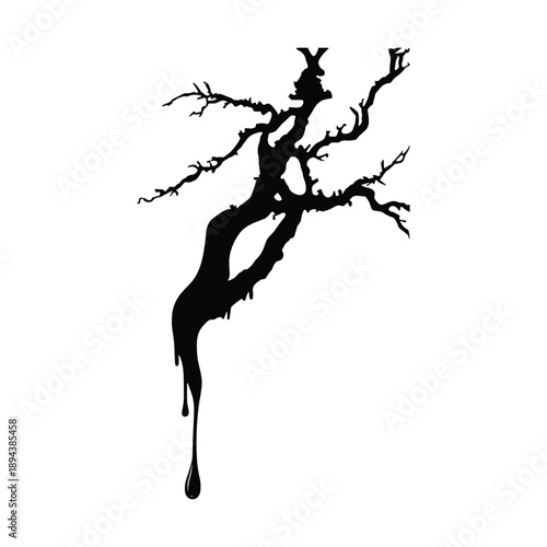 Silhouette of dripping tree branch silhouette