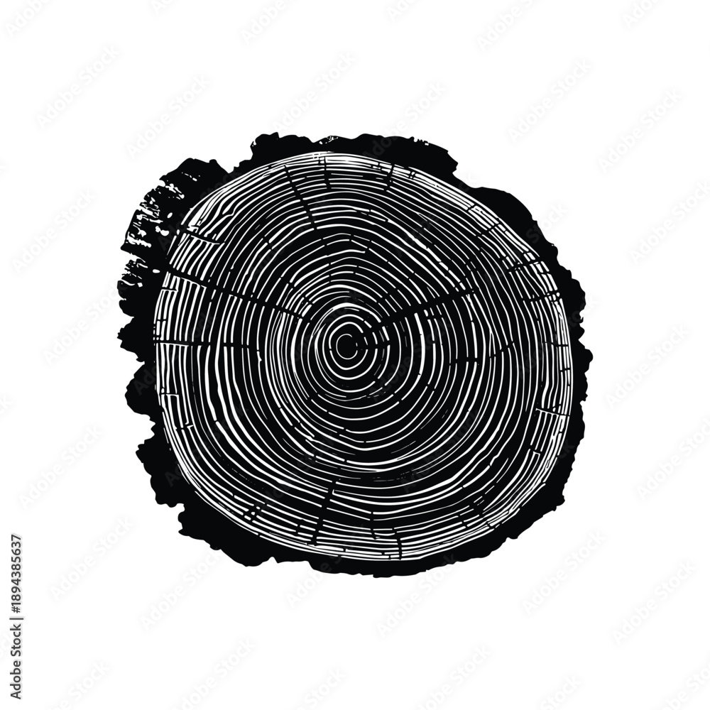 Fototapeta premium Tree log cross section with growth rings