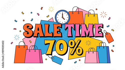 70% Off Shopping Extravaganza, Colorful Banners, Graphic Design