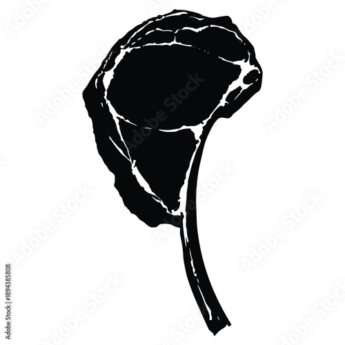 Black and white illustration of meat chop