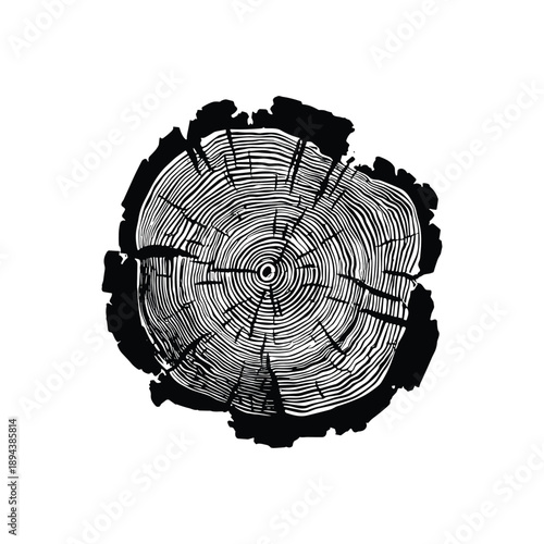 Cross section of tree trunk with growth rings