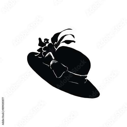 Vintage decorative hat with flowers and feathers