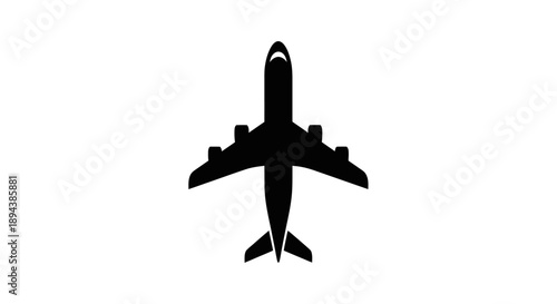 Black silhouette of an airplane flying overhead.