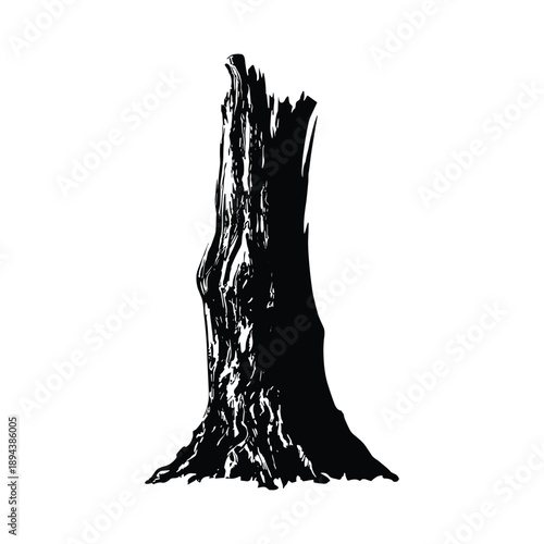 Old tree stump with detailed bark silhouette