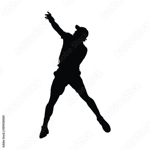Foto Silhouette of man jumping and reaching up