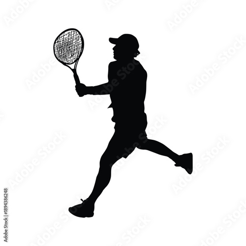 Tennis player hitting ball silhouette