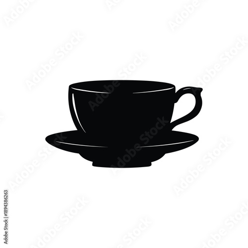 Silhouette of teacup with saucer