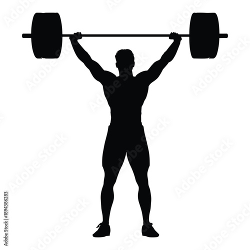 Silhouette of Man Lifting Heavy Barbell