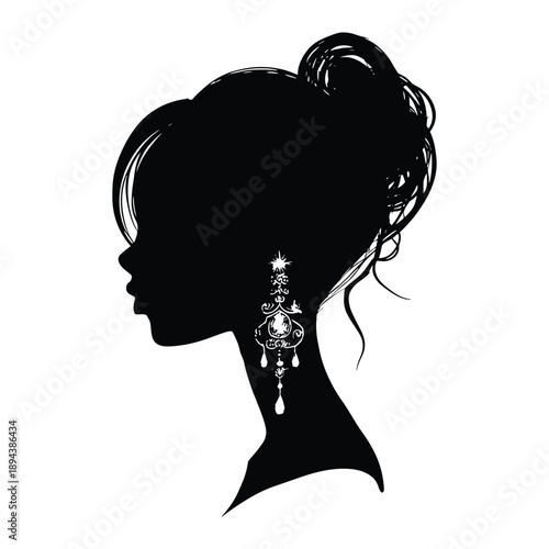 Silhouette of Woman Wearing Ornate Earrings