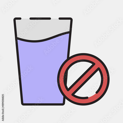 Icon no drink. Ramadan kareem elements. Icon in filled line style.
