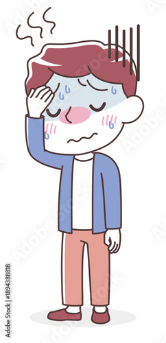 熱っぽくてだるい男性（発熱・体調不良）