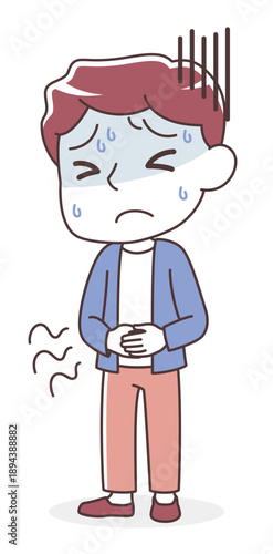 腹痛・胃腸の不調に悩む男性（食あたり・ストレス・便秘・下痢）