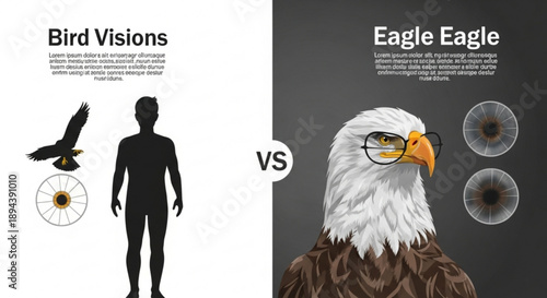 Eagle vision comparison with human eyesight bird and man sight contrast