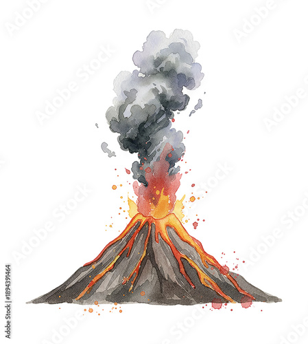 Volcano erupting spewing fiery lava and dark smoke into the sky a powerful natural phenomenon