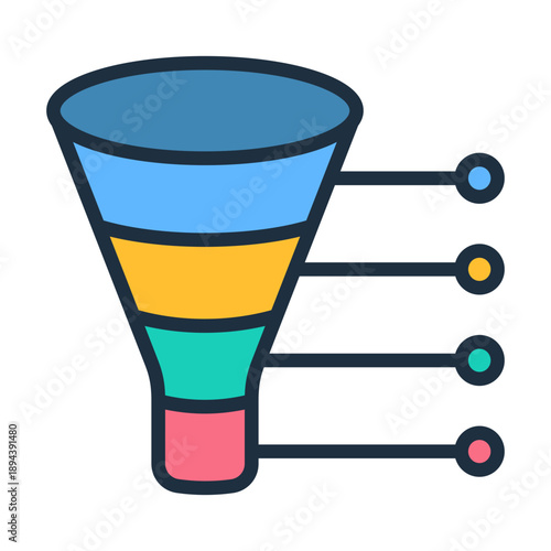 Sales Funnel Icon - Lineal Color