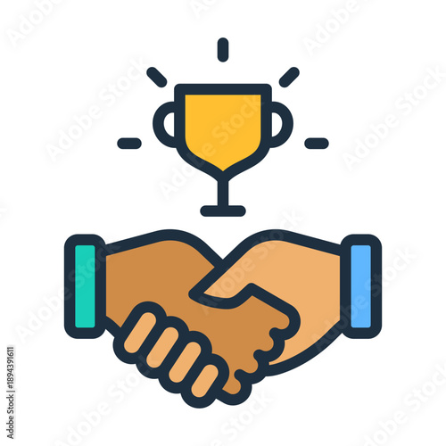 Deal Won Icon - Lineal Color