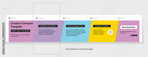 Set of LinkedIn carousel post, social media Instagram carousel post, modern and editable business carousel template design