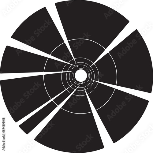 Black and White Abstract Circular Geometric Shape Design Element