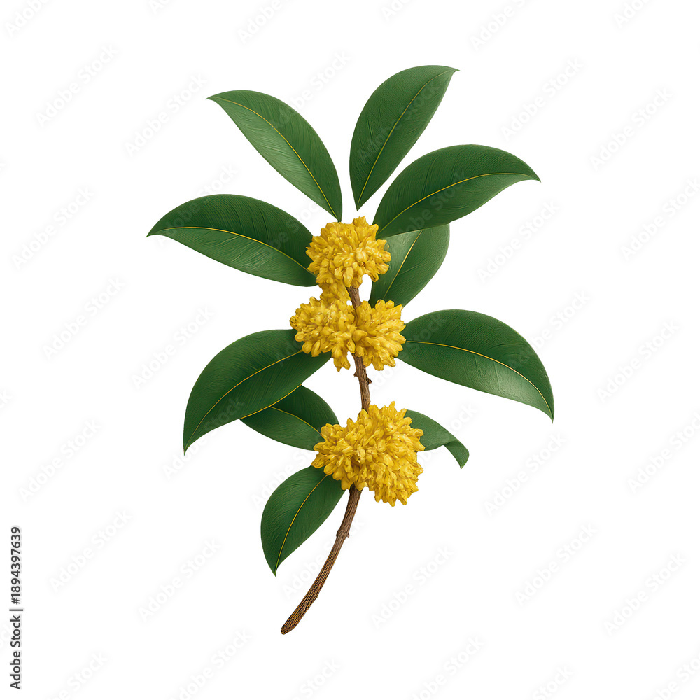 Fototapeta premium PNG Yellow flowers with green leaves