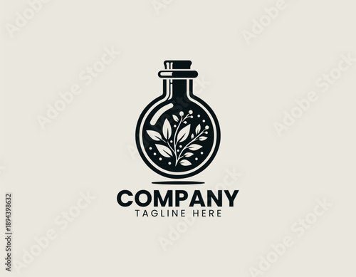 Herbs Potion Black Vector Logo Illustration