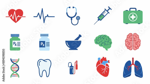 Medical Icons Representing Healthcare and Medicine.