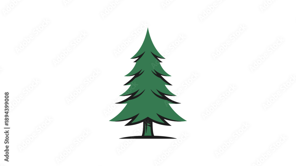 Obraz premium Stylized Green Evergreen Tree Illustration.