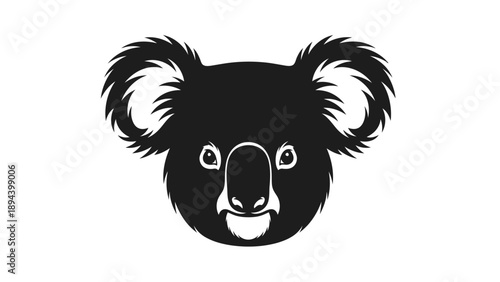 Black Silhouette of a Koala Face.