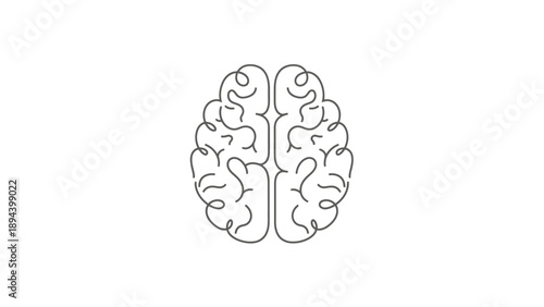Minimalist Line Drawing of Human Brain Outline.