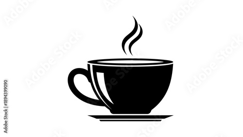Steaming hot cup of coffee icon.