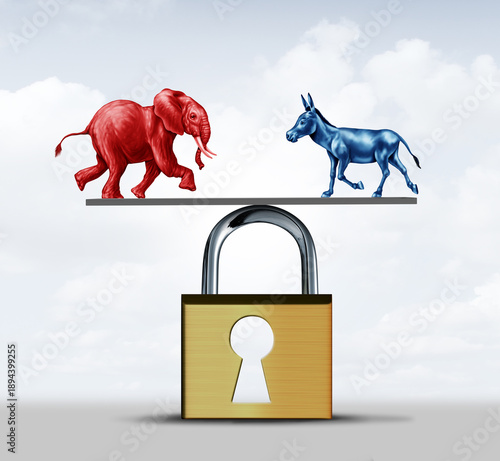 Wallpaper Mural Election Integrity in the United States vote security and American Elections Votes or US voting laws to protect ballots in a presidential campaign deciding between the left and the right as a red elep Torontodigital.ca