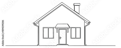 Hand drawn illustration of a house depicting a minimalist outline for real estate concepts
