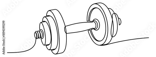 Minimalist hand drawn line art illustration of a dumbbell depicting fitness for gym training