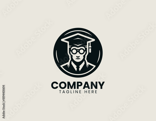 Free Download Graduate character logo represents education success in clean modern black vector style - GFXLoad