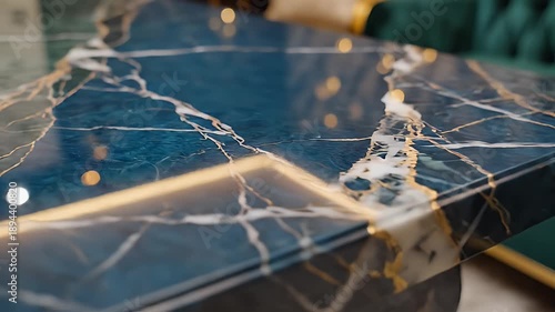 Wallpaper Mural Close-up of a luxurious marble surface with intricate veining and lighting details. Torontodigital.ca