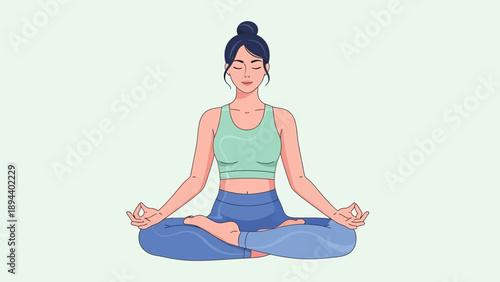 Woman Practicing Yoga Meditation Pose.