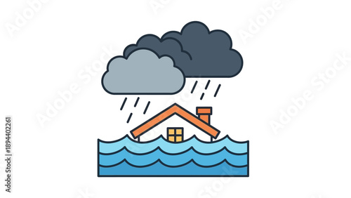 House Flooded with Rainy Weather.