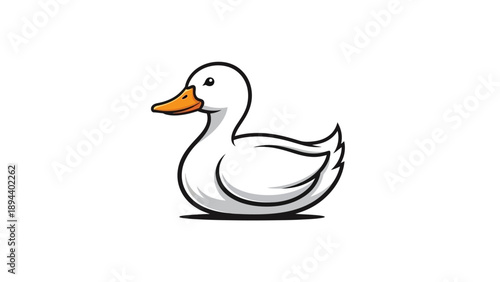 White Cartoon Duck Illustration.