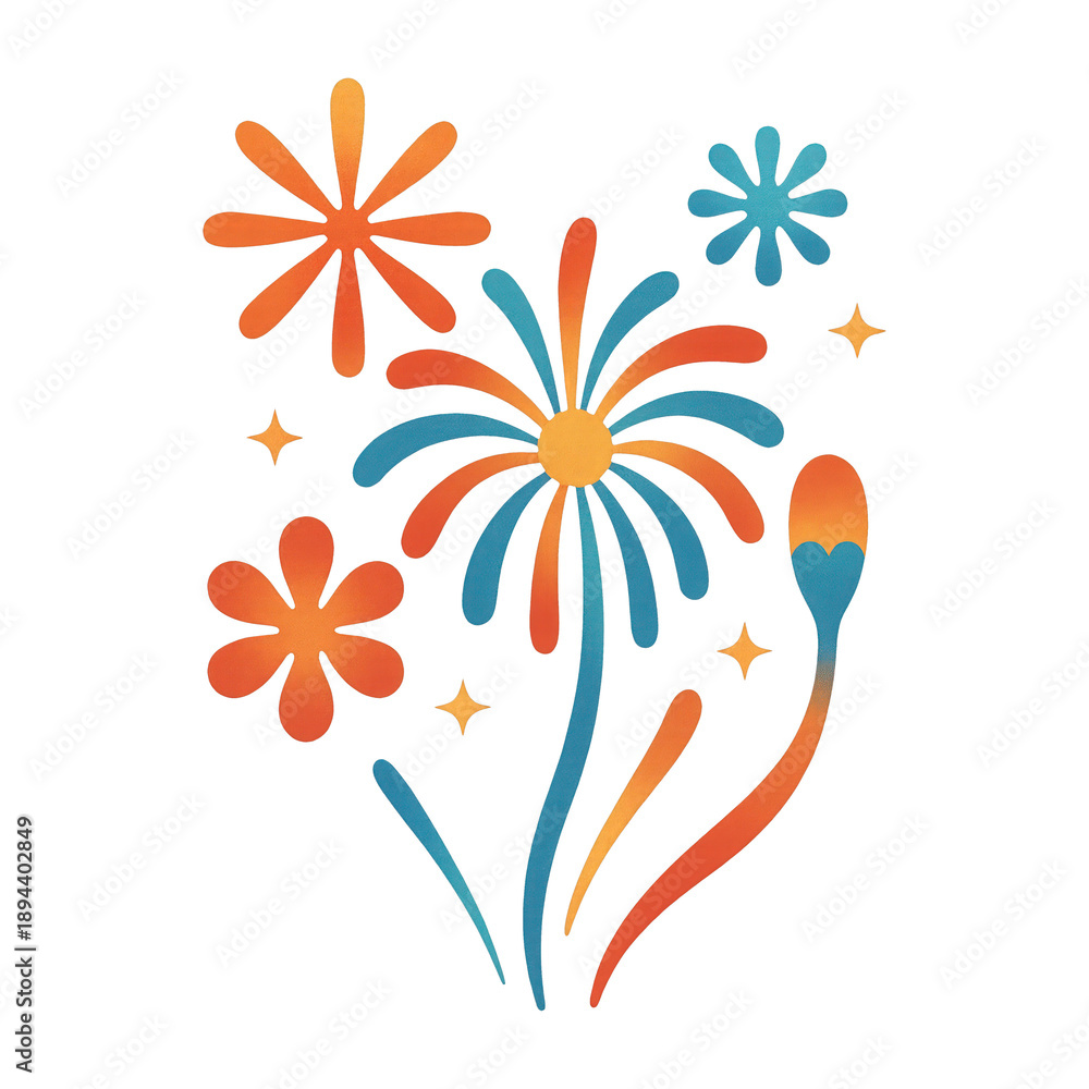 Fototapeta premium PNG Colorful abstract floral design.