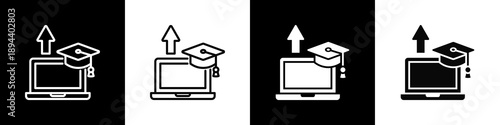 Skill Training Icon White And Black Background Style