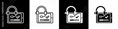 Employee Learning Icon White And Black Background Style