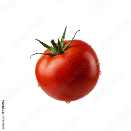Fresh Red Tomato With Water Drops Isolated On White