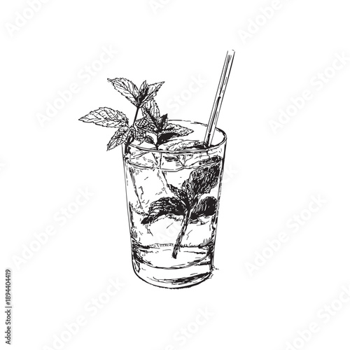 Mojito cocktails bar doodle icon set