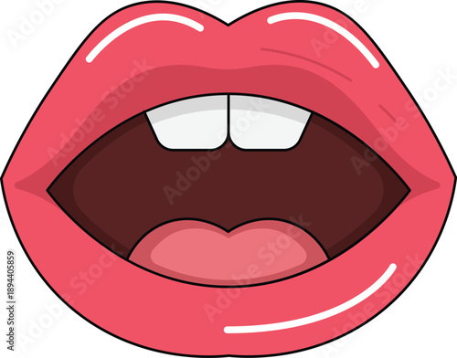 Human Mouth and Lips Icon Flat Vector Illustration