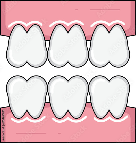 Teeth and Gums Flat Dental Illustration Icon